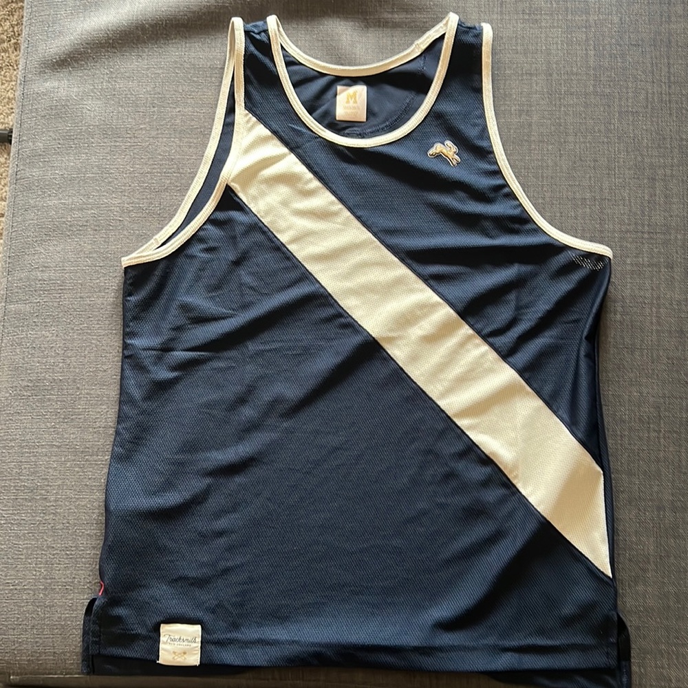 Tracksmith Van Cortland Tank, Medium, Navy with Cream Sash